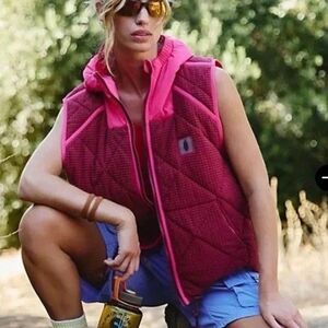 NWT Free People FP Movement Recreation Reversible Fleece Puffer Vest Sz L